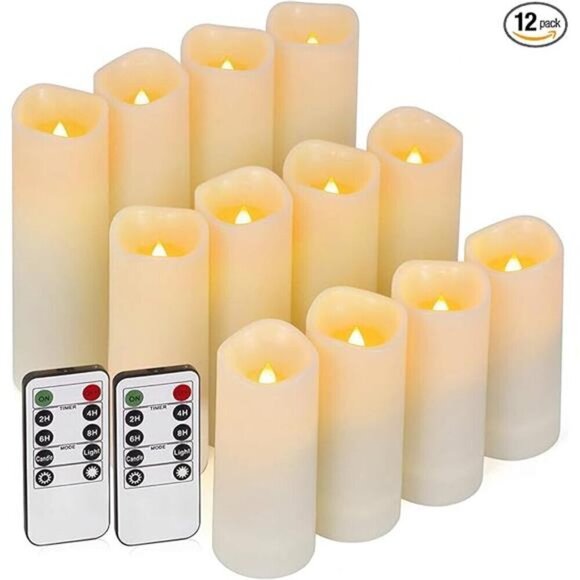 12 Pc LED Candles Flickering Flameless with Remote & Timer Outdoor Waterproof - Picture 7 of 7